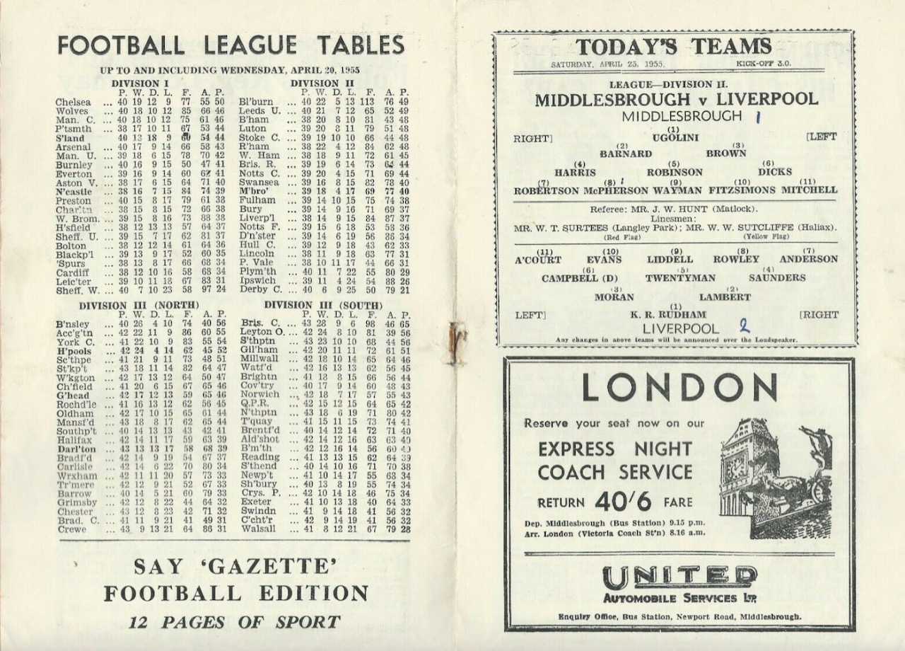 Middlesbrough 23 Apr 1955 LFChistory Middlesbrough 23 Apr 1955 LFChistory