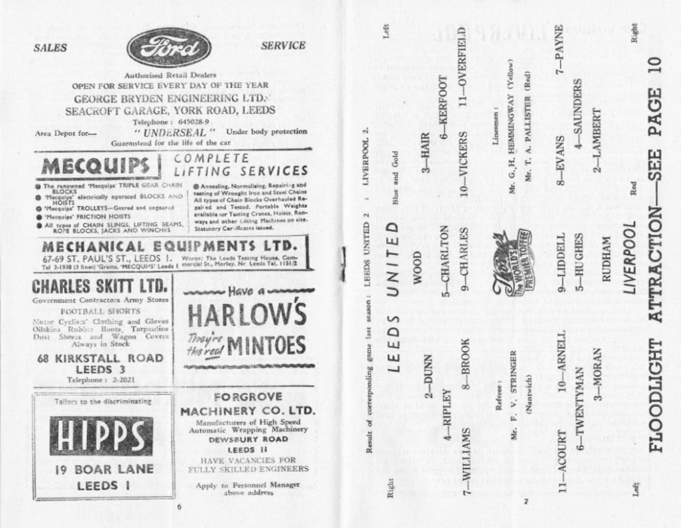 Leeds United 19 Nov 1955 LFChistory Leeds United 19 Nov 1955 LFChistory