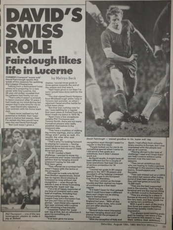 Davd's Swiss Role - July 1983