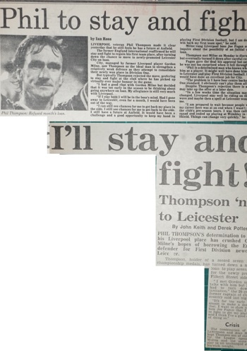 I'll stay and fight, says Phil Thompson - August 1983