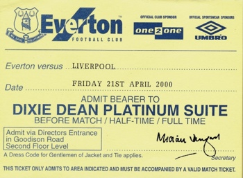 Dixie Dean Suite Ticket