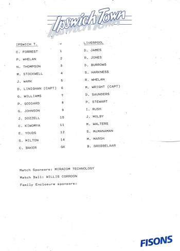 Official Teamsheet