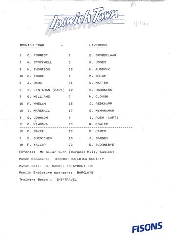 Official Teamsheet