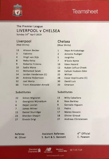 Teamsheet