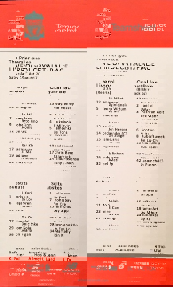 Teamsheet