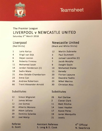 Teamsheet