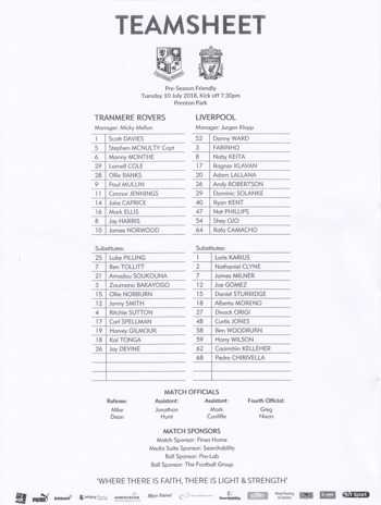 Teamsheet
