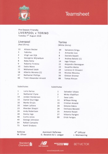 Teamsheet