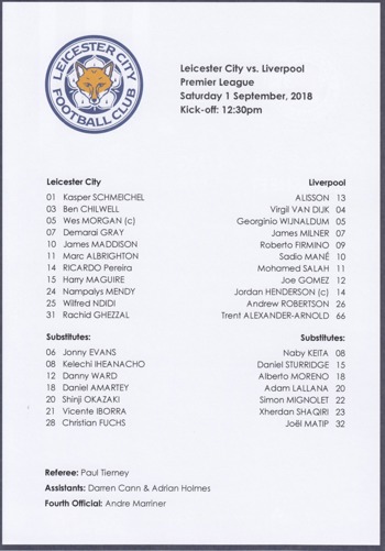 Teamsheet