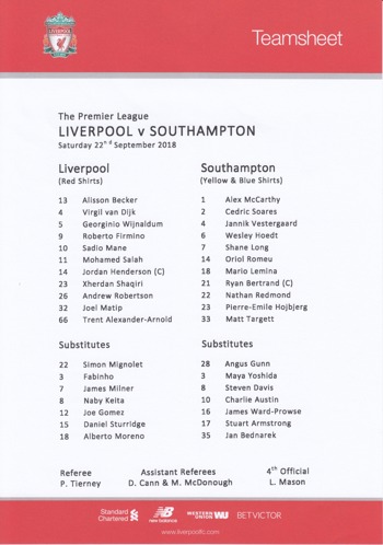 Teamsheet