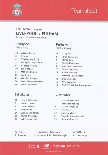 Teamsheet