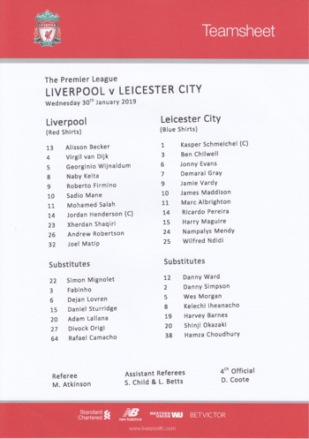 Teamsheet
