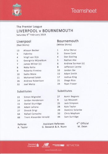 Teamsheet