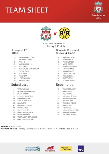 Team Sheet
