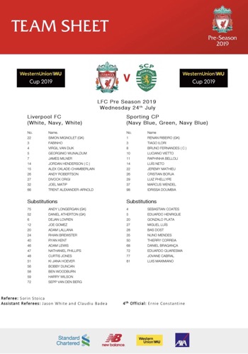Team Sheet