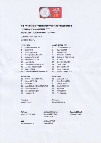 Teamsheet