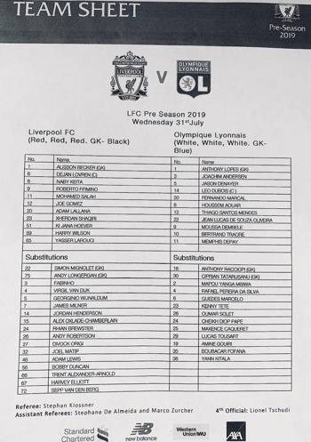 Teamsheet
