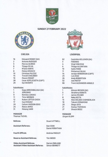 Teamsheet