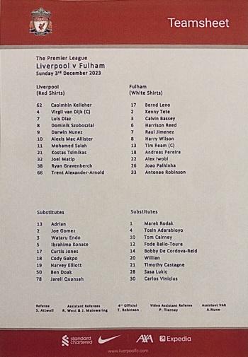 Teamsheet