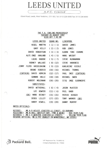 Teamsheet