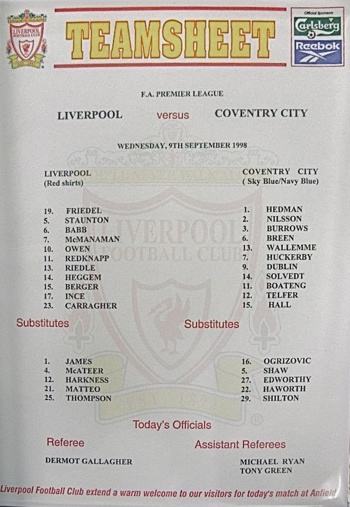 Teamsheet