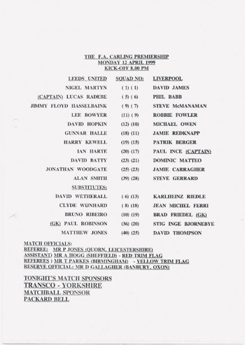 Teamsheet