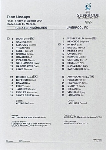 Teamsheet
