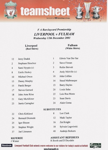 Teamsheet