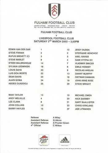 Teamsheet