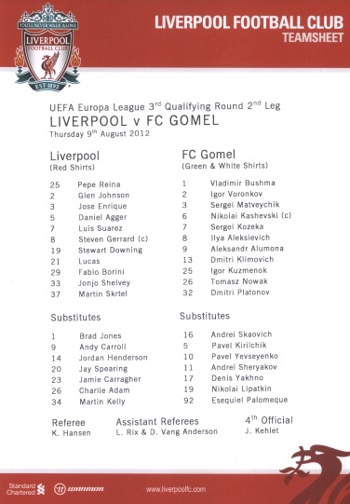 Teamsheet