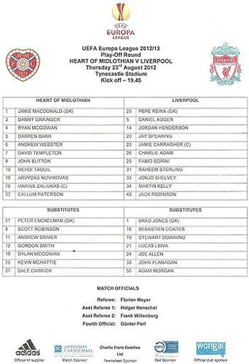 Teamsheet