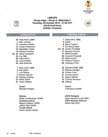 Teamsheet