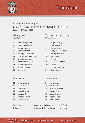 Teamsheet