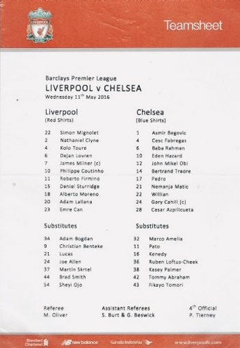 Teamsheet