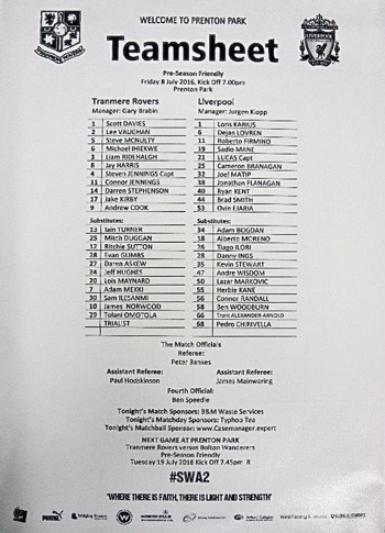 Teamsheet