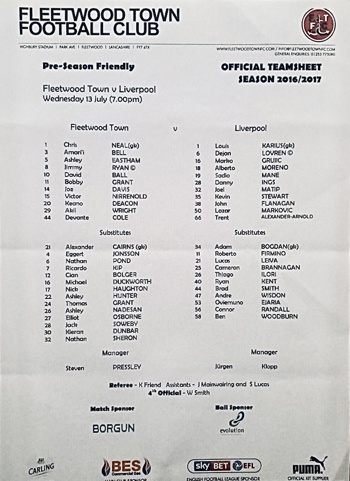 Teamsheet