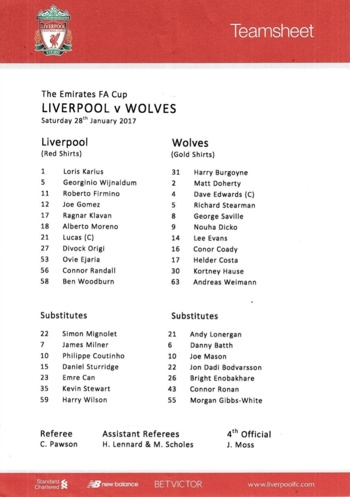 Teamsheet