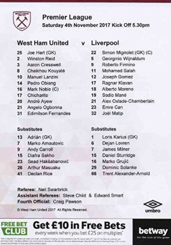 Teamsheet