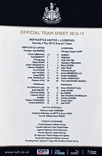 Teamsheet