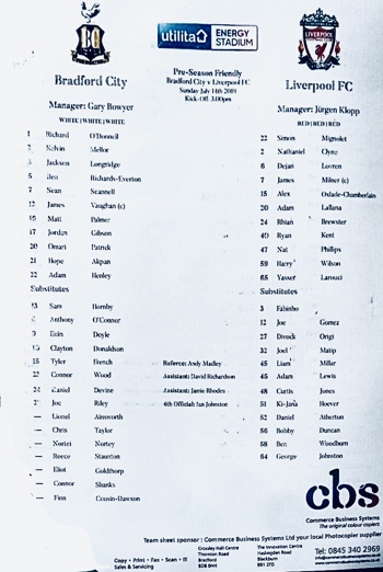 Teamsheet