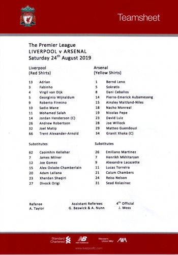 Teamsheet