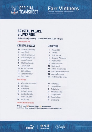 Teamsheet