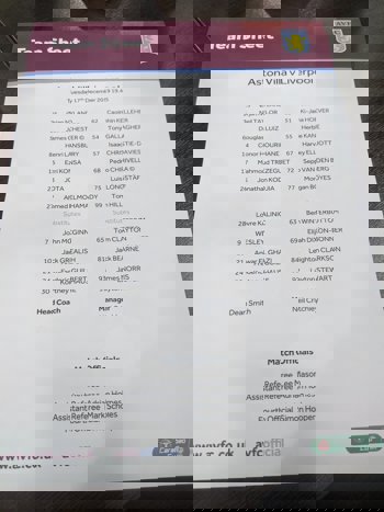 Teamsheet