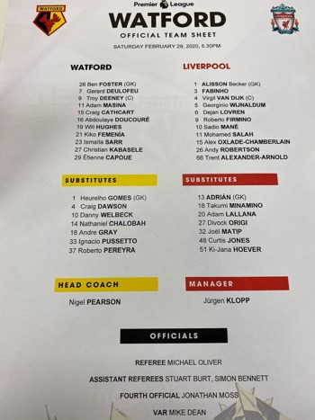 Teamsheet