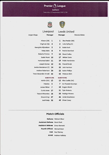 Teamsheet