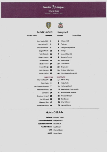 Teamsheet