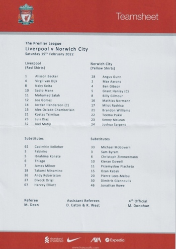 Teamsheet