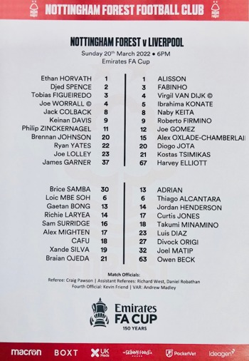 Teamsheet