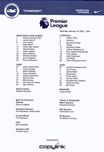 Teamsheet