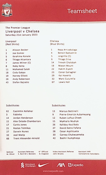 Teamsheet